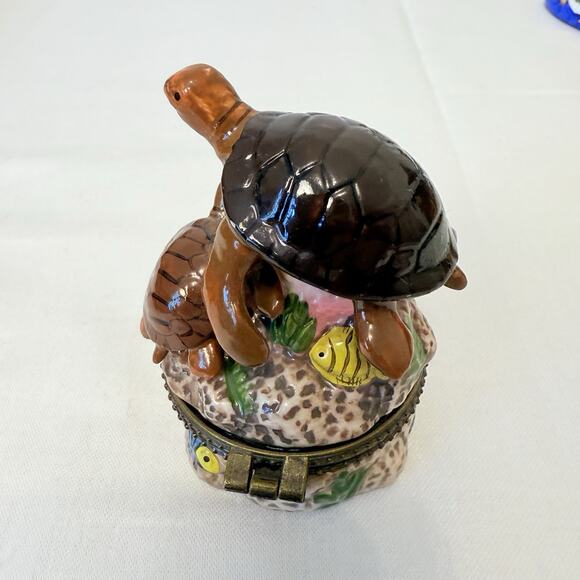 Vtg Direct Connections Co. Sea Turtles Hinged Trinket Box - Picture 6 of 12